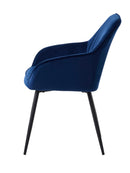 Nolan Spisebordsstol, Blå Velour, 58x59,5x84 cm, Sæt af 2