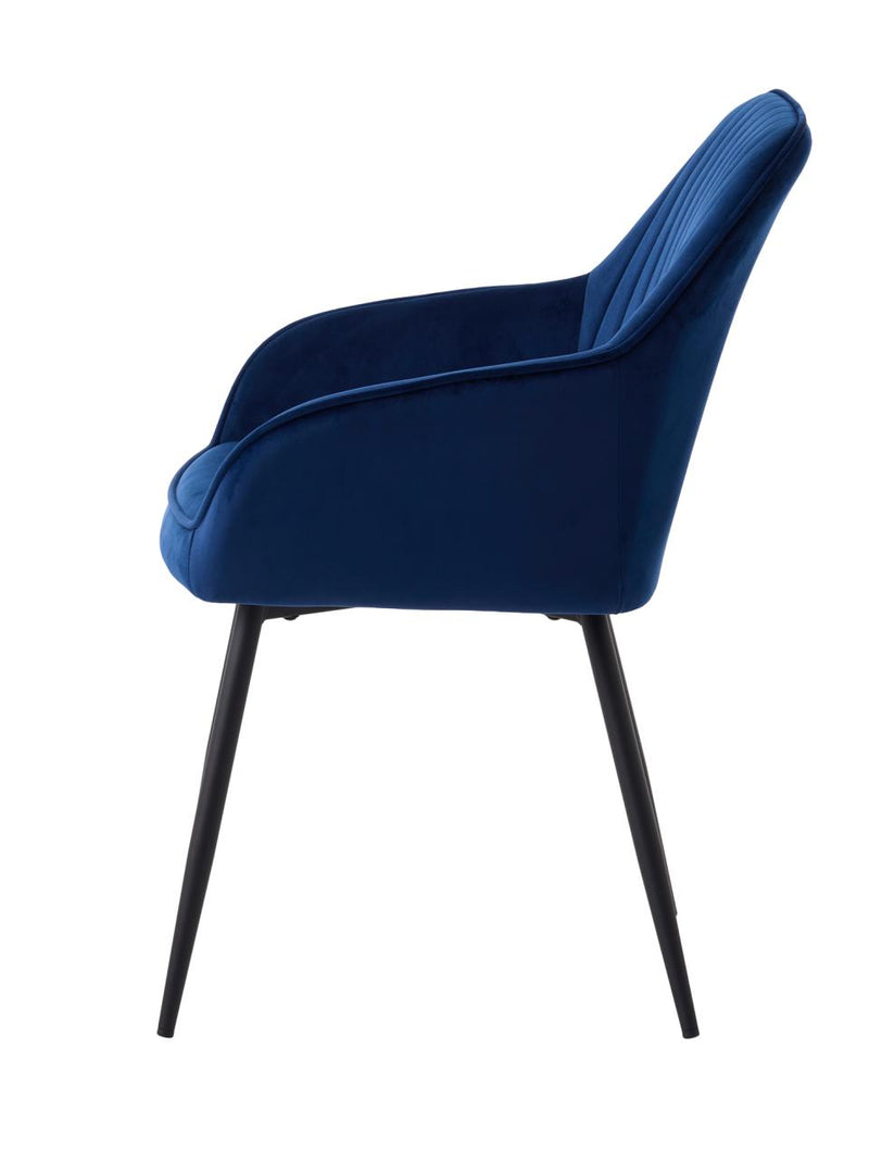 Nolan Spisebordsstol, Blå Velour, 58x59,5x84 cm, Sæt af 2