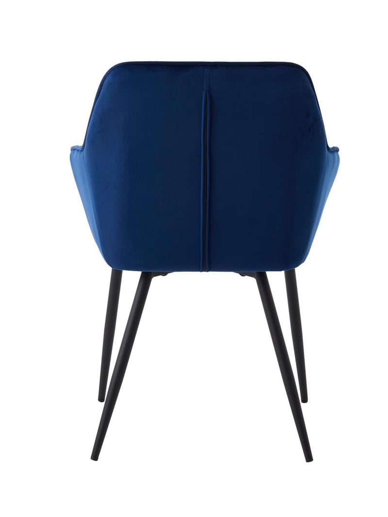 Nolan Spisebordsstol, Blå Velour, 58x59,5x84 cm, Sæt af 2