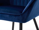 Nolan Spisebordsstol, Blå Velour, 58x59,5x84 cm, Sæt af 2