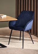 Nolan Spisebordsstol, Blå Velour, 58x59,5x84 cm, Sæt af 2