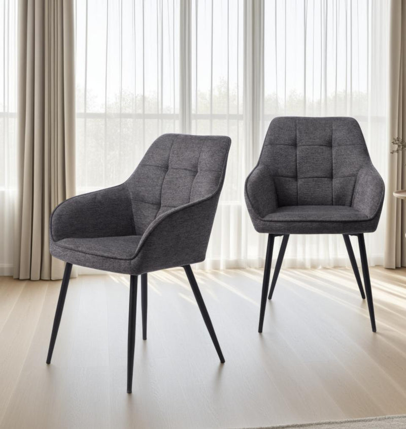 Nolan Spisebordsstol, Mørkegrå Kvadratisk, 58x59,5x84 cm, Sæt af 2