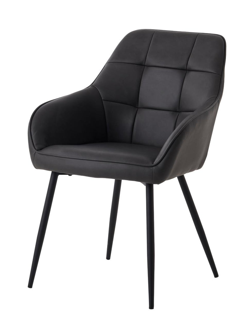 Nolan Spisebordsstol, Mørkegrå PU Kvadratisk, 58x59,5x84 cm, Sæt af 2