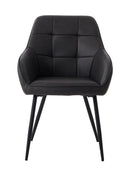 Nolan Spisebordsstol, Mørkegrå PU Kvadratisk, 58x59,5x84 cm, Sæt af 2