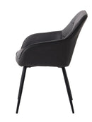 Nolan Spisebordsstol, Mørkegrå PU Kvadratisk, 58x59,5x84 cm, Sæt af 2