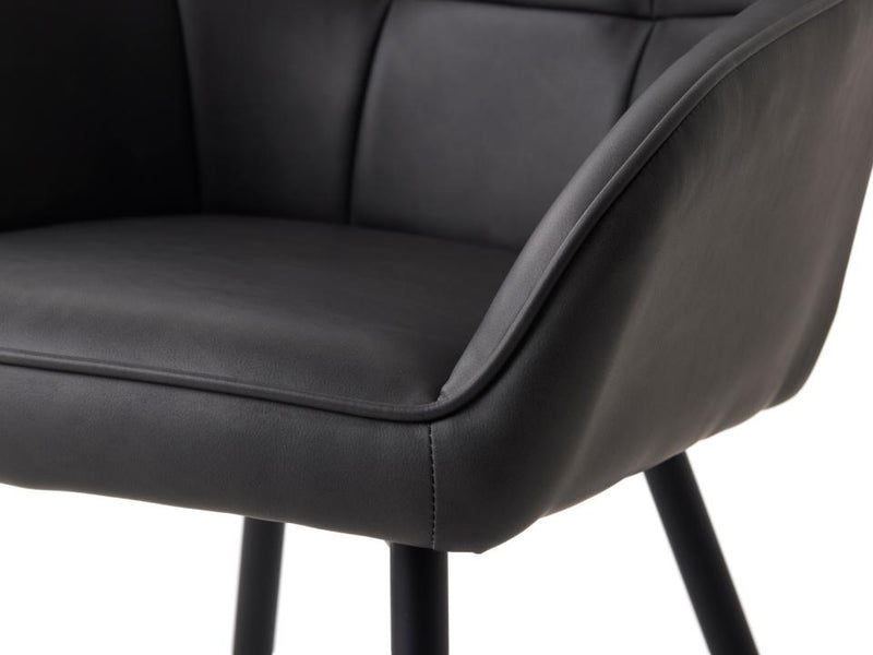 Nolan Spisebordsstol, Mørkegrå PU Kvadratisk, 58x59,5x84 cm, Sæt af 2