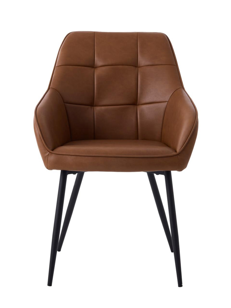 Nolan Spisebordsstol, Cognac PU Kvadratisk, 58x59,5x84 cm, Sæt af 2