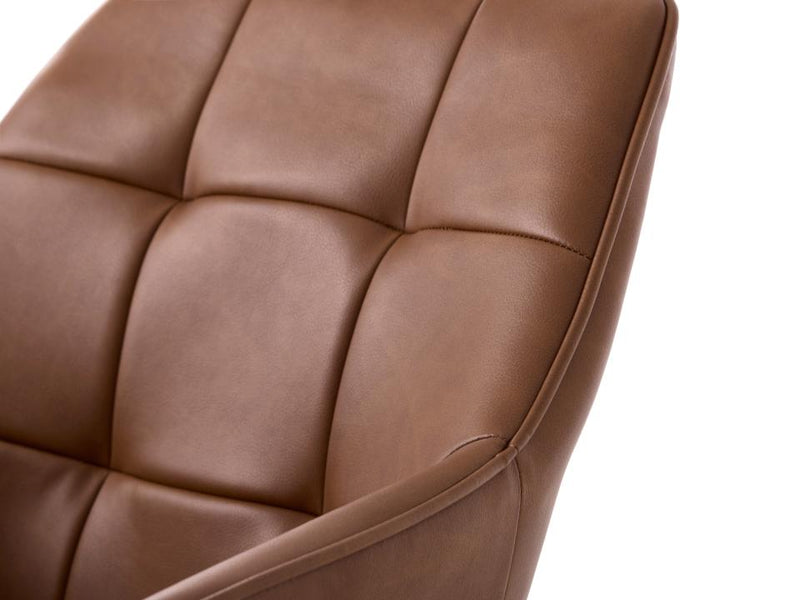 Nolan Spisebordsstol, Cognac PU Kvadratisk, 58x59,5x84 cm, Sæt af 2