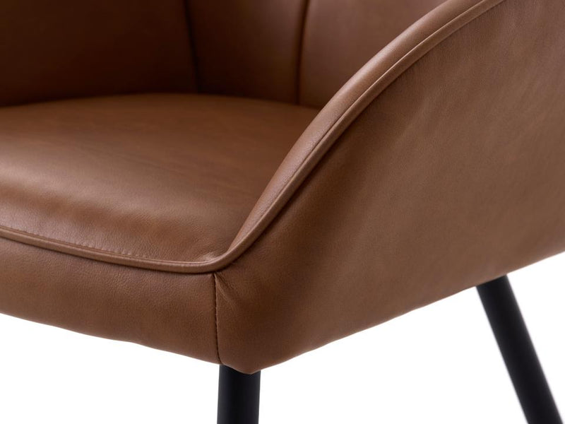 Nolan Spisebordsstol, Cognac PU Kvadratisk, 58x59,5x84 cm, Sæt af 2