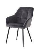 Nolan Spisebordsstol, Mørkegrå Velour, Kvadratisk, 58x59,5x84 cm, Sæt af 2