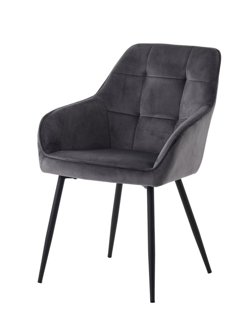 Nolan Spisebordsstol, Mørkegrå Velour, Kvadratisk, 58x59,5x84 cm, Sæt af 2