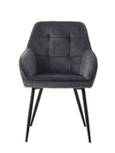 Nolan Spisebordsstol, Mørkegrå Velour, Kvadratisk, 58x59,5x84 cm, Sæt af 2