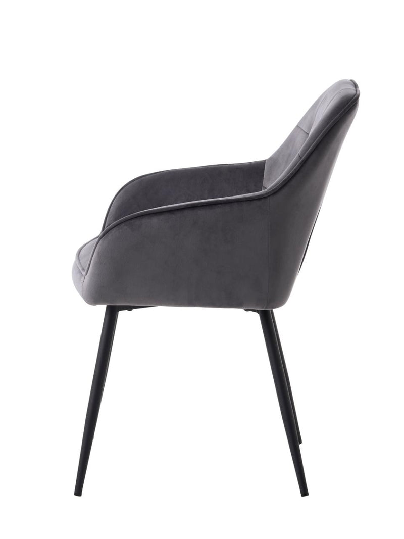 Nolan Spisebordsstol, Mørkegrå Velour, Kvadratisk, 58x59,5x84 cm, Sæt af 2