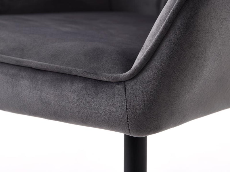 Nolan Spisebordsstol, Mørkegrå Velour, Kvadratisk, 58x59,5x84 cm, Sæt af 2