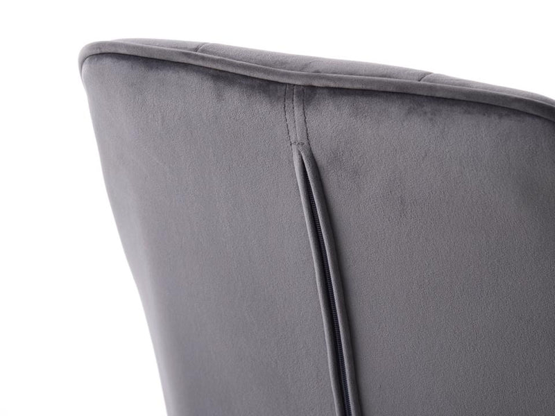 Nolan Spisebordsstol, Mørkegrå Velour, Kvadratisk, 58x59,5x84 cm, Sæt af 2