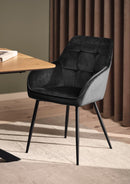 Nolan Spisebordsstol, Mørkegrå Velour, Kvadratisk, 58x59,5x84 cm, Sæt af 2