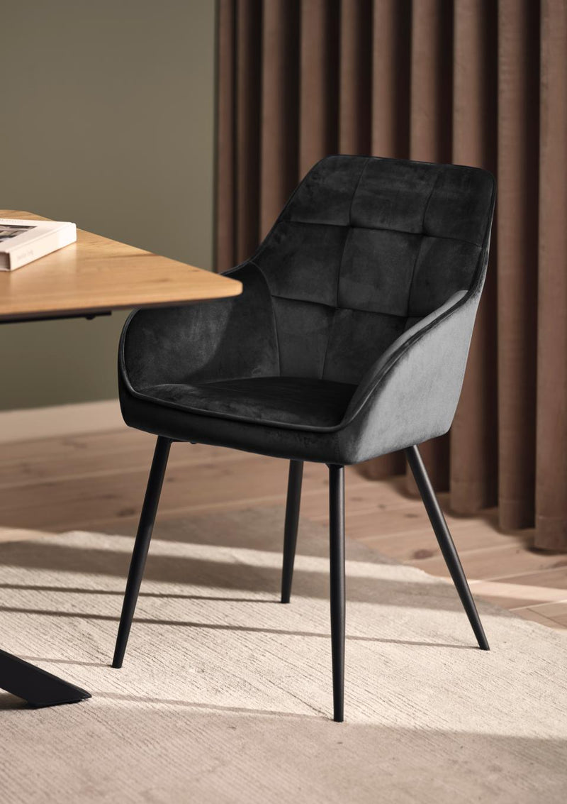 Nolan Spisebordsstol, Mørkegrå Velour, Kvadratisk, 58x59,5x84 cm, Sæt af 2