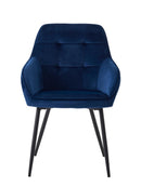Nolan Spisebordsstol, Blå Velour, Kvadratisk, 58x59,5x84 cm, Sæt af 2