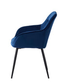 Nolan Spisebordsstol, Blå Velour, Kvadratisk, 58x59,5x84 cm, Sæt af 2