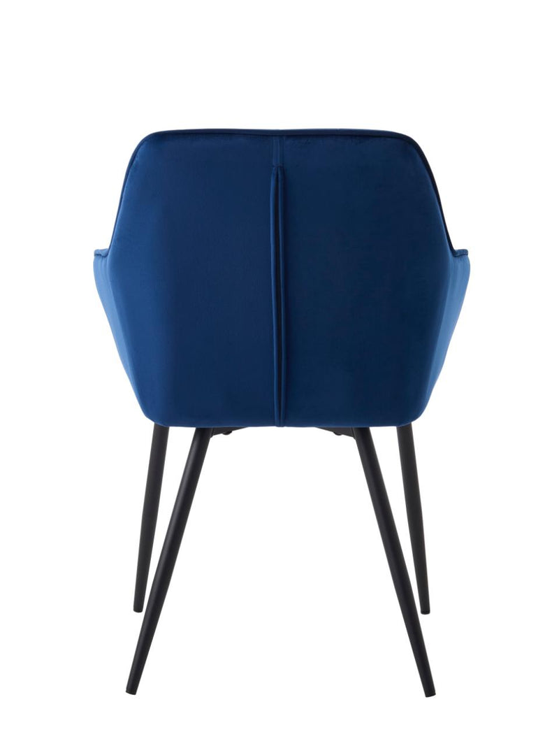 Nolan Spisebordsstol, Blå Velour, Kvadratisk, 58x59,5x84 cm, Sæt af 2