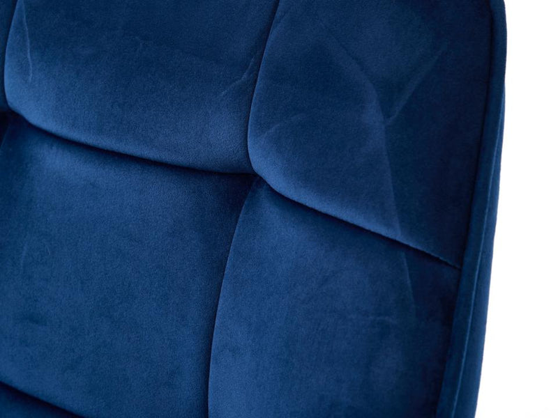 Nolan Spisebordsstol, Blå Velour, Kvadratisk, 58x59,5x84 cm, Sæt af 2