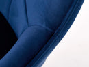 Nolan Spisebordsstol, Blå Velour, Kvadratisk, 58x59,5x84 cm, Sæt af 2
