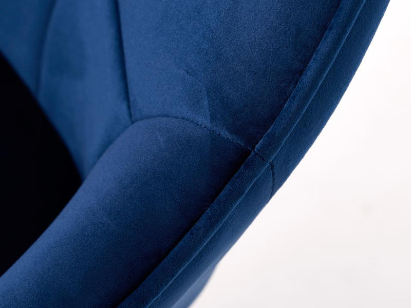 Nolan Spisebordsstol, Blå Velour, Kvadratisk, 58x59,5x84 cm, Sæt af 2