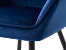 Nolan Spisebordsstol, Blå Velour, Kvadratisk, 58x59,5x84 cm, Sæt af 2