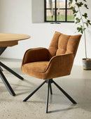 Marilla Spisebordsstol, Rust med Sorte Ben, 59x65x86 cm, Sæt af 2