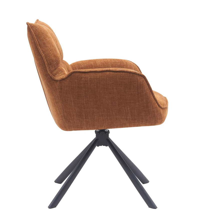 Marilla Spisebordsstol, Rust med Sorte Ben, 59x65x86 cm, Sæt af 2