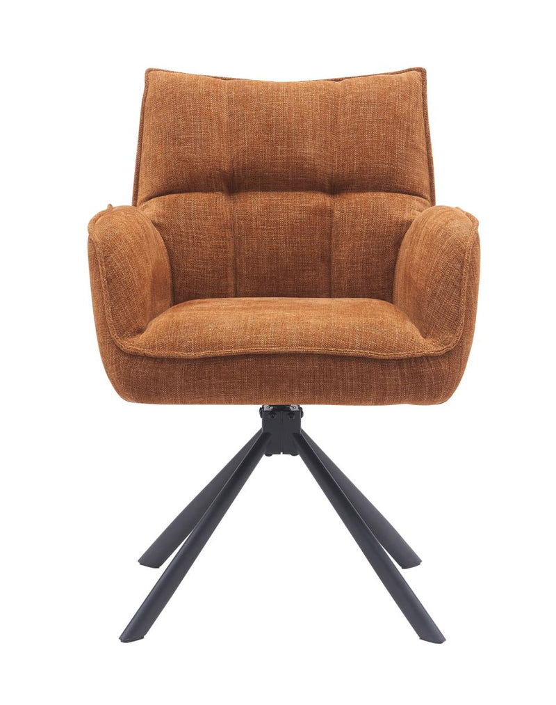 Marilla Spisebordsstol, Rust med Sorte Ben, 59x65x86 cm, Sæt af 2