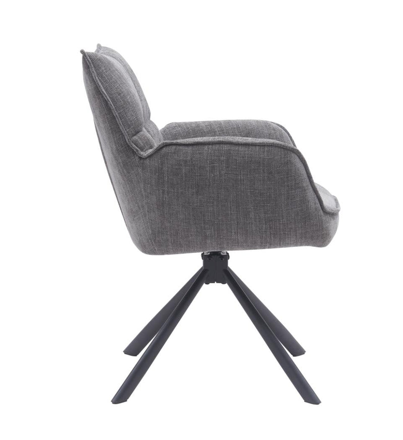 Marilla Spisebordsstol, Grafit med Sorte Ben, 59x65x86 cm, Sæt af 2