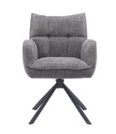 Marilla Spisebordsstol, Grafit med Sorte Ben, 59x65x86 cm, Sæt af 2