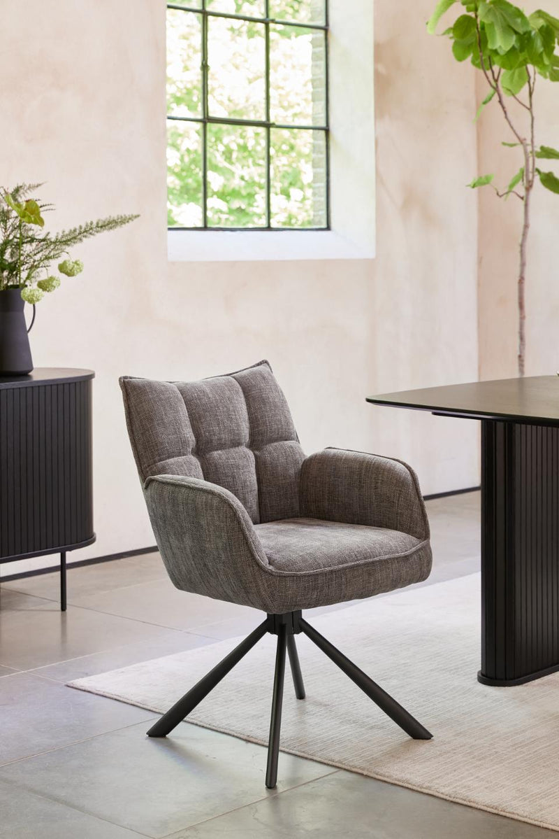 Marilla Spisebordsstol, Grafit med Sorte Ben, 59x65x86 cm, Sæt af 2