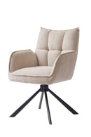 Marilla Spisebordsstol, Hørfarvet med Sorte Ben, 59x65x86 cm, Sæt af 2