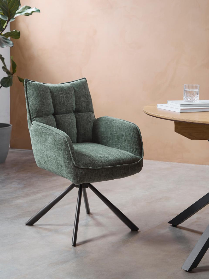 Marilla Lænestol, Skovgrøn, Sorte Ben,59x65x86cm, Sæt af 2