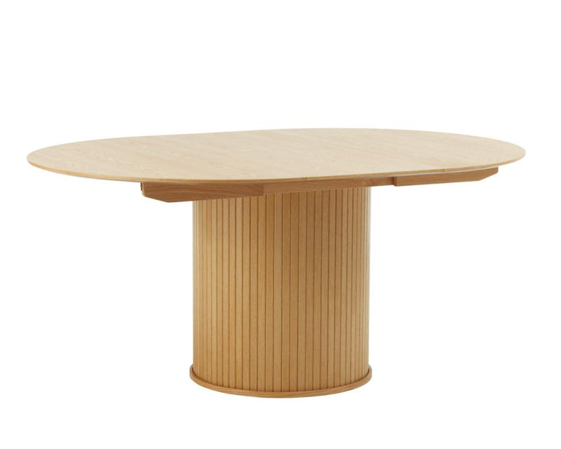 Nola Rundt Spisebord, Natur Eg, Ø120-167x75 cm, Udvideligt