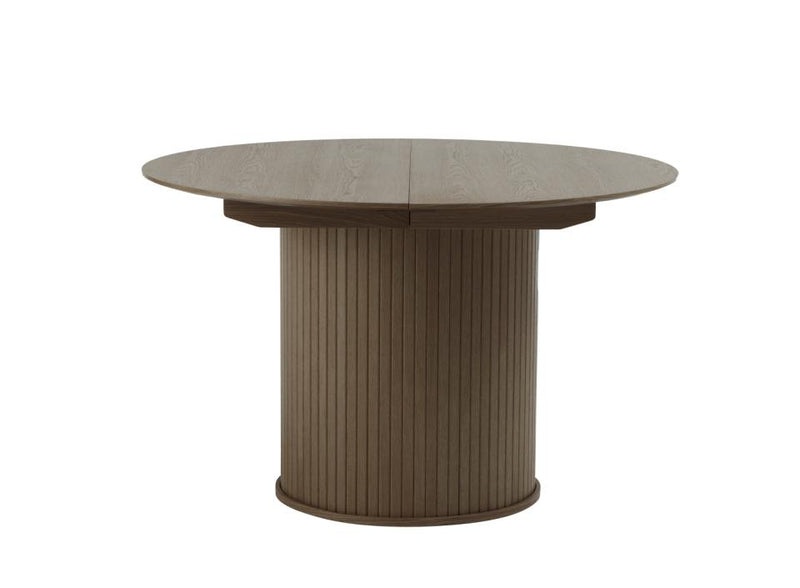 Nola Rundt Spisebord Røget Eg, Ø120-167x75 cm, Udvideligt