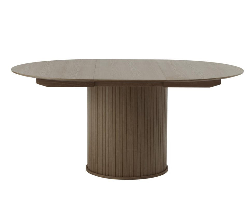 Nola Rundt Spisebord Røget Eg, Ø120-167x75 cm, Udvideligt