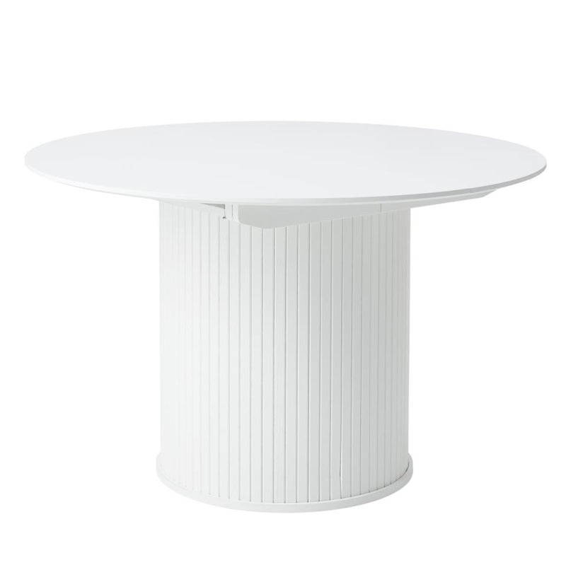 Nola Rundt Spisebord, Hvid, Ø120-167x75 cm, Udvideligt