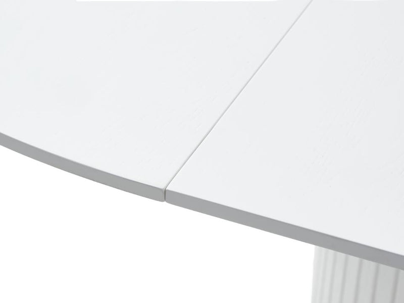 Nola Rundt Spisebord, Hvid, Ø120-167x75 cm, Udvideligt