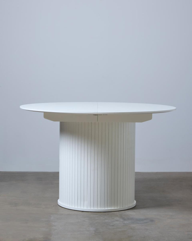 Nola Rundt Spisebord, Hvid, Ø120-167x75 cm, Udvideligt