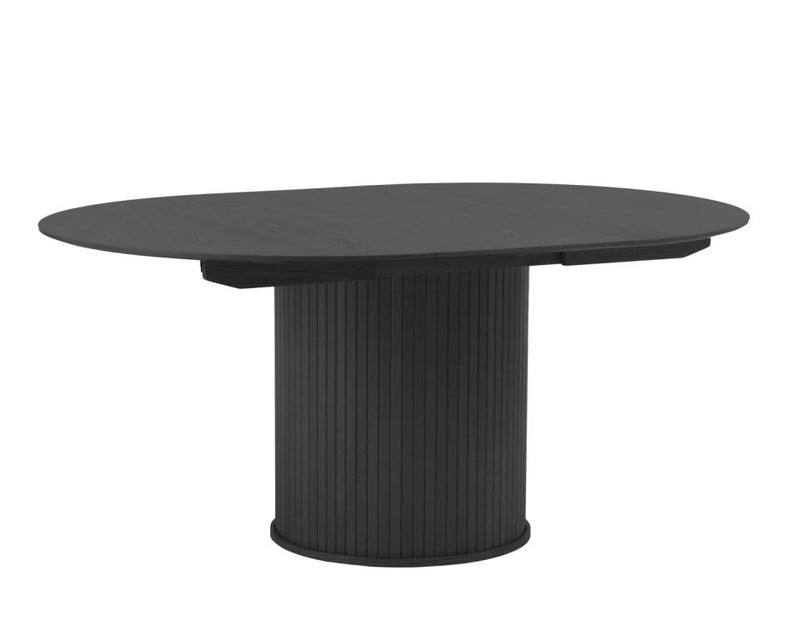 Nola Rundt Spisebord, Sort, Ø120-167x75 cm, Udvideligt