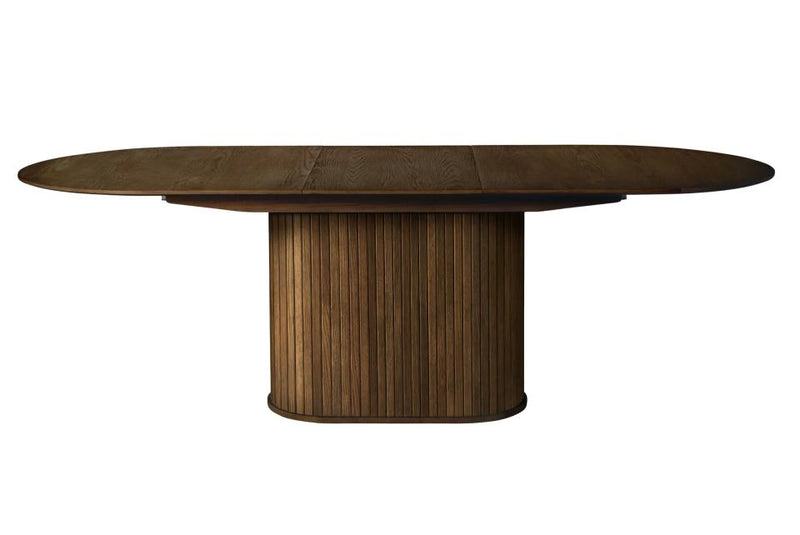 Nola Ovalt Spisebord Røget Eg, 95x180-230x75 cm, Udvideligt