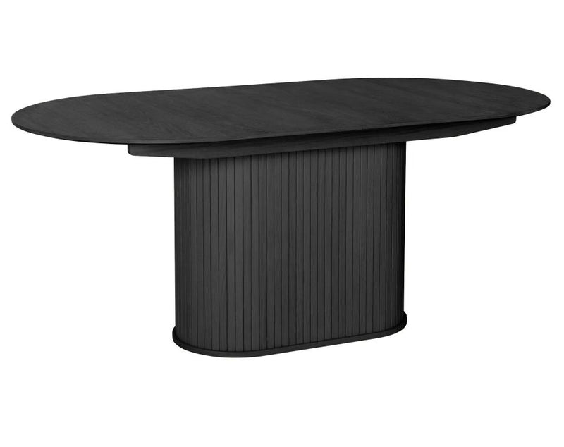 Nola Ovalt Spisebord Sort, 95x180-230x75 cm, Udvideligt