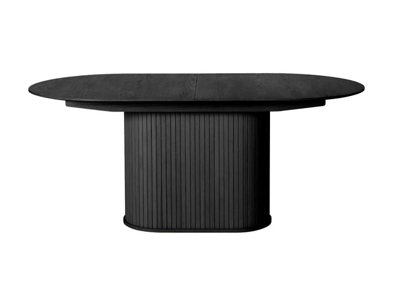 Nola Ovalt Spisebord Sort, 95x180-230x75 cm, Udvideligt
