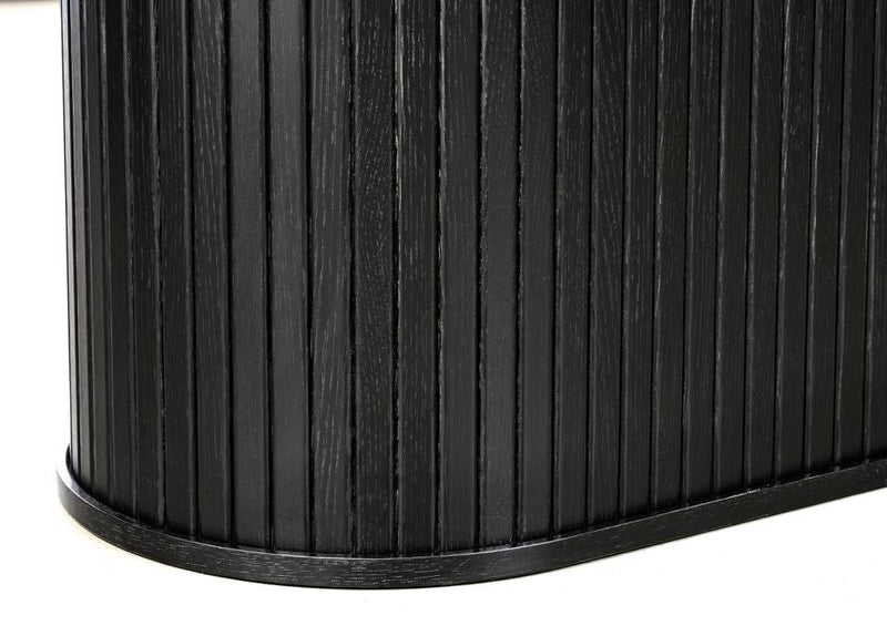 Nola Ovalt Spisebord Sort, 95x180-230x75 cm, Udvideligt