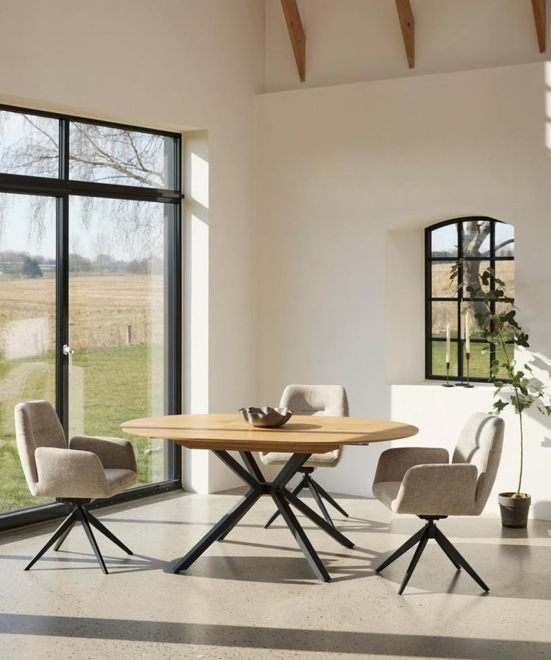 Cesura Rundt Spisebord, Eg Melamin, Ø120-170x75 cm