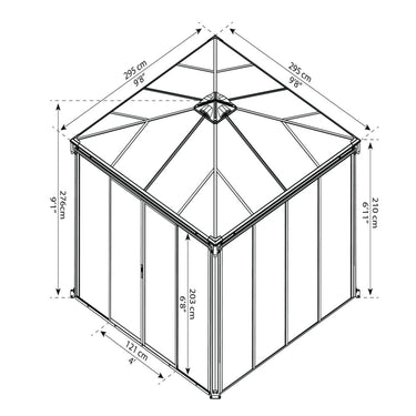 Palram Canopia - Pavillon Palermo 3000 m. lukkesystem og Skydedøre