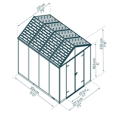 Palram - Canopia skur Rubicon 7,2 m2. mørkegrå - Bolig og Haven